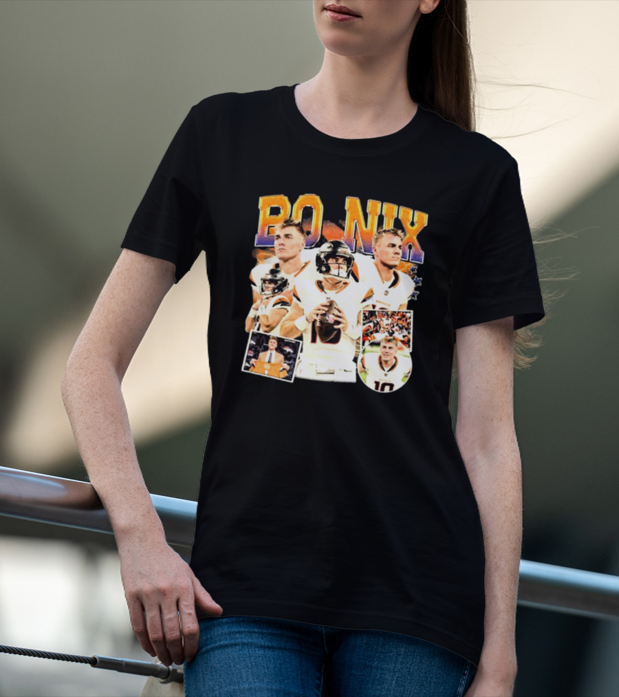 Bo Nix Denver Broncos NFL Vintage Football American T-Shirt