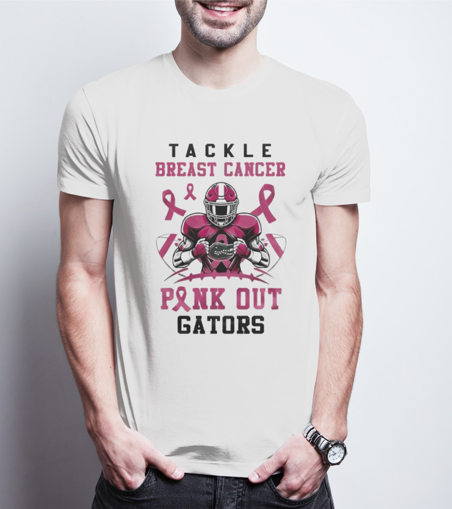 Tackle Breast Cancer Pink Out Gators Football T-Shirt