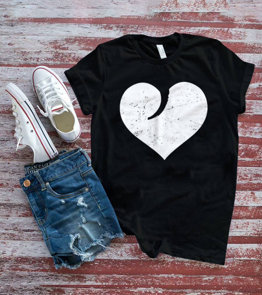 Gun Trigger Heart Distressed White Heart Shape T-Shirt