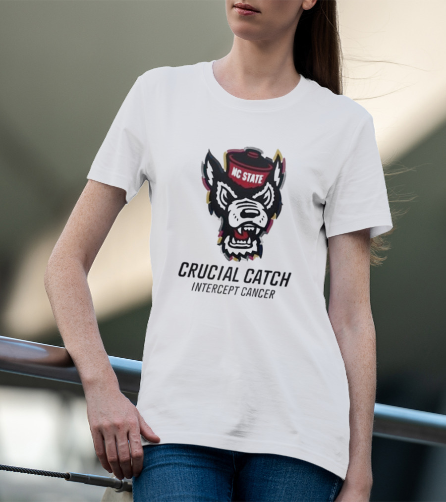 NC State Wolfpack Crucial Catch Intercept Cancer T-Shirt