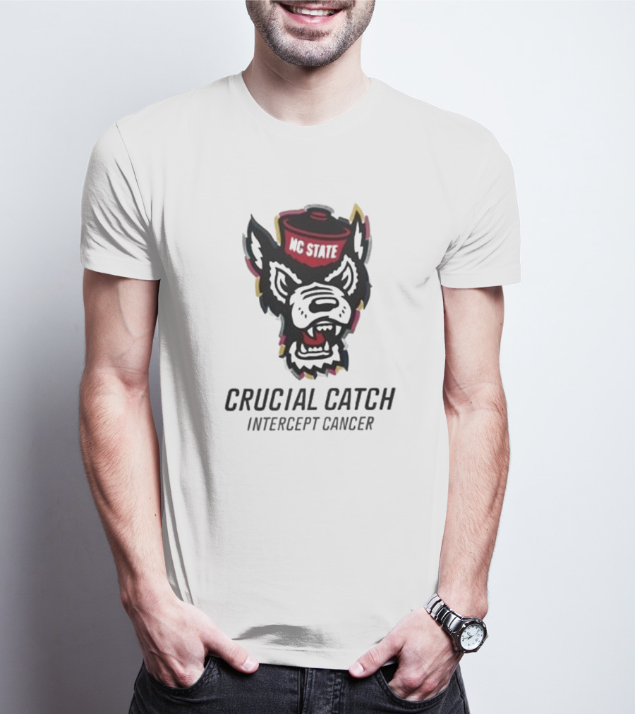NC State Wolfpack Crucial Catch Intercept Cancer T-Shirt