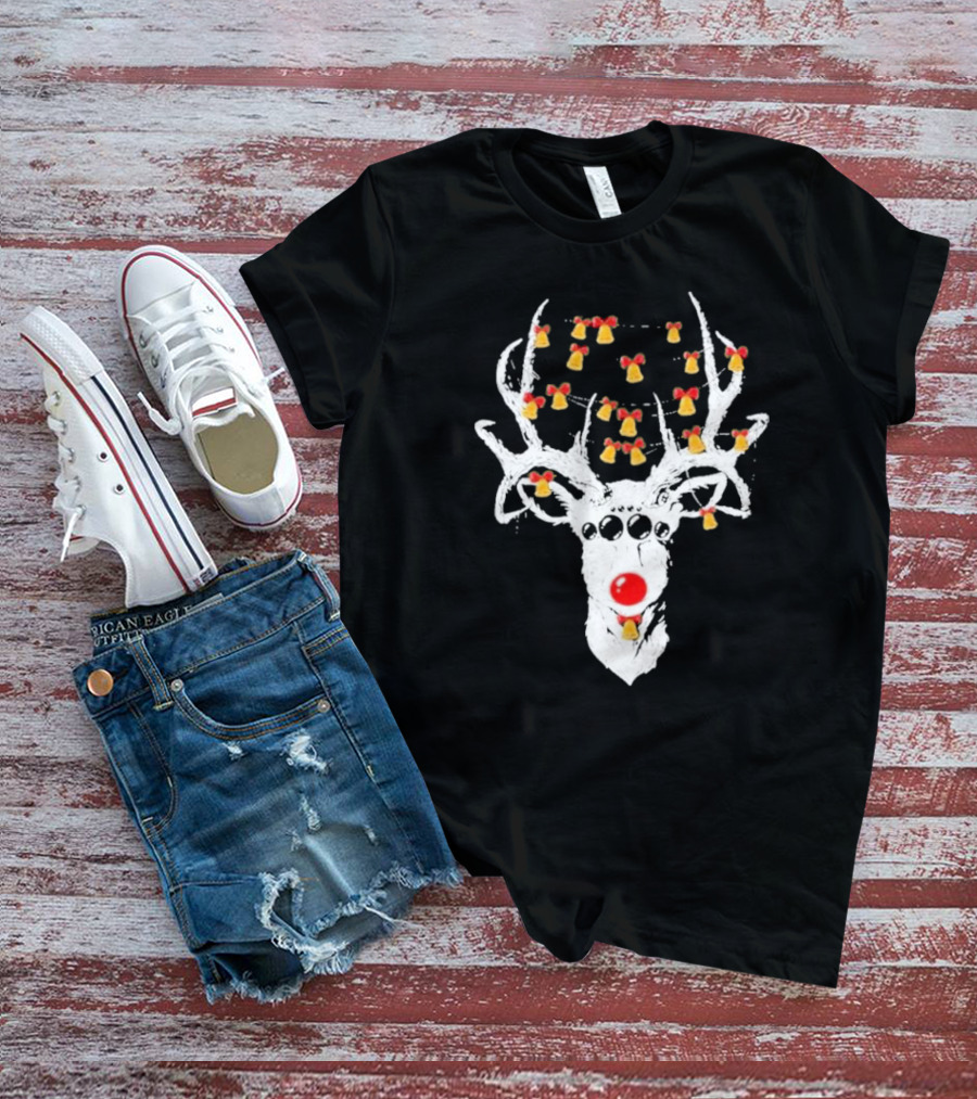 Reindeer Deer Christmas Rudolph With Bells T-Shirt