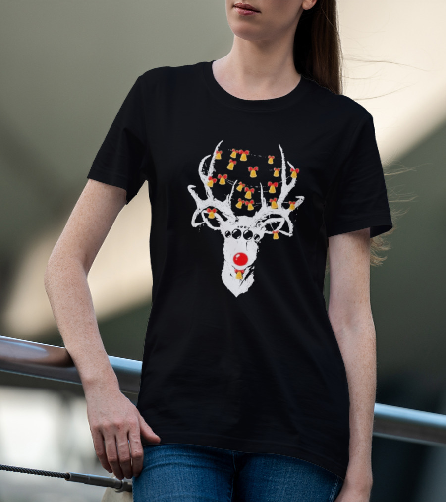 Reindeer Deer Christmas Rudolph With Bells T-Shirt