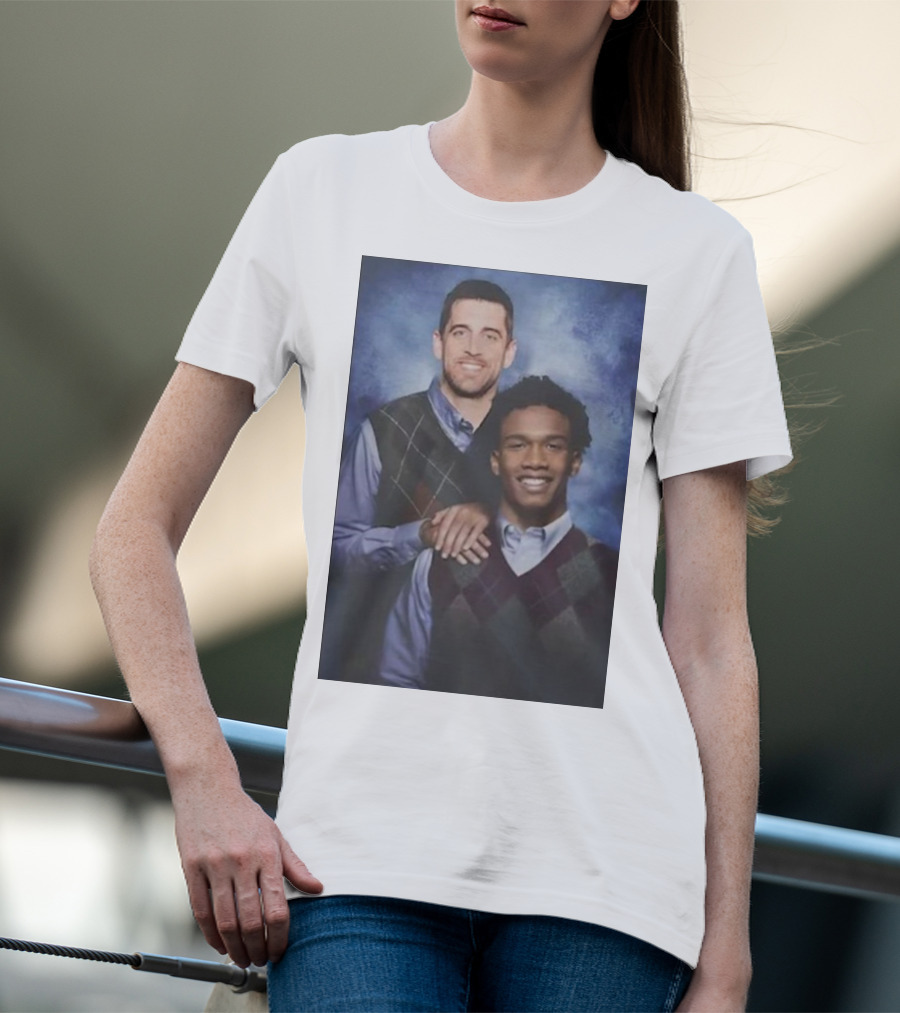 Step Brothers Aaron Rodgers Garrett Wilson New York Jets Portrait Mockup T-Shirt