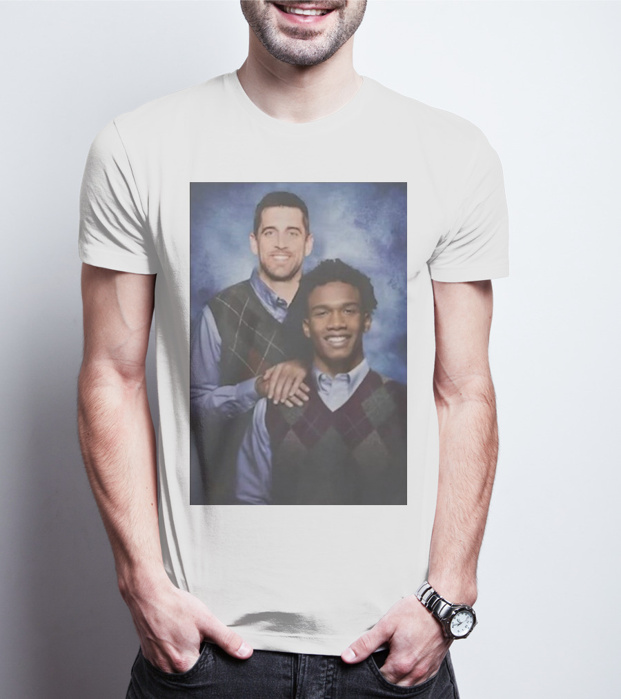 Step Brothers Aaron Rodgers Garrett Wilson New York Jets Portrait Mockup T-Shirt