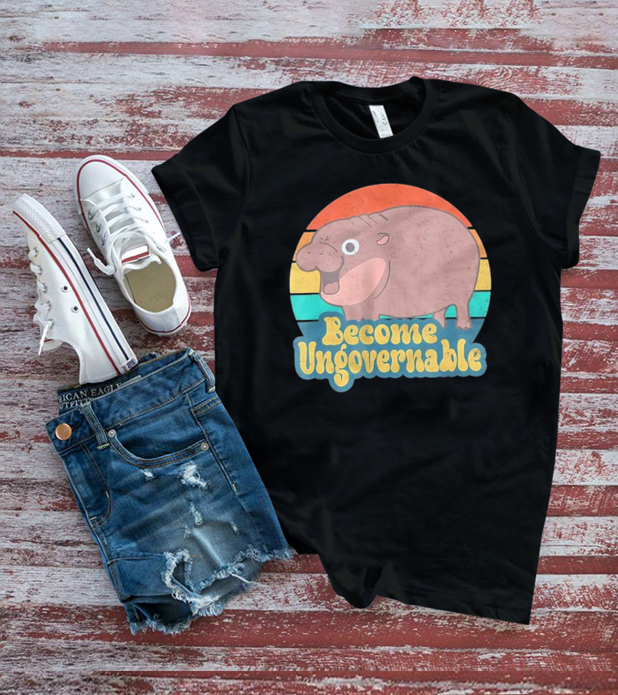Become Ungovernable Vintage Retro Cartoon Hippo T-Shirt