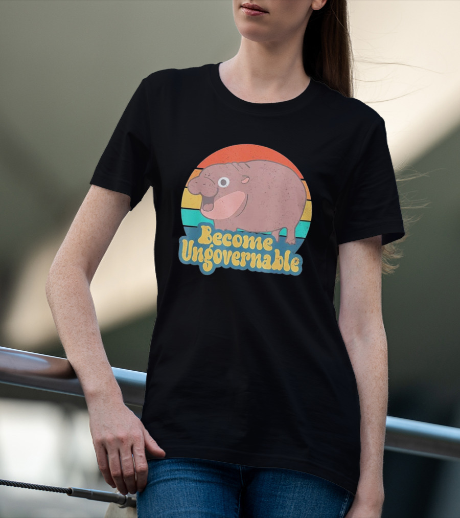 Become Ungovernable Vintage Retro Cartoon Hippo T-Shirt