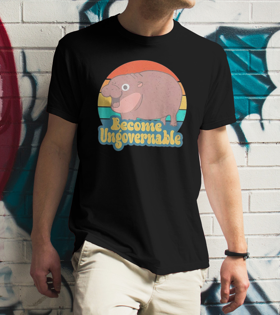 Become Ungovernable Vintage Retro Cartoon Hippo T-Shirt