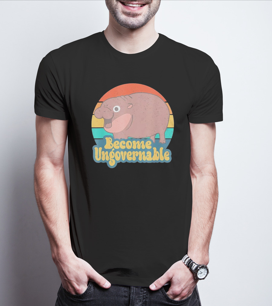 Become Ungovernable Vintage Retro Cartoon Hippo T-Shirt