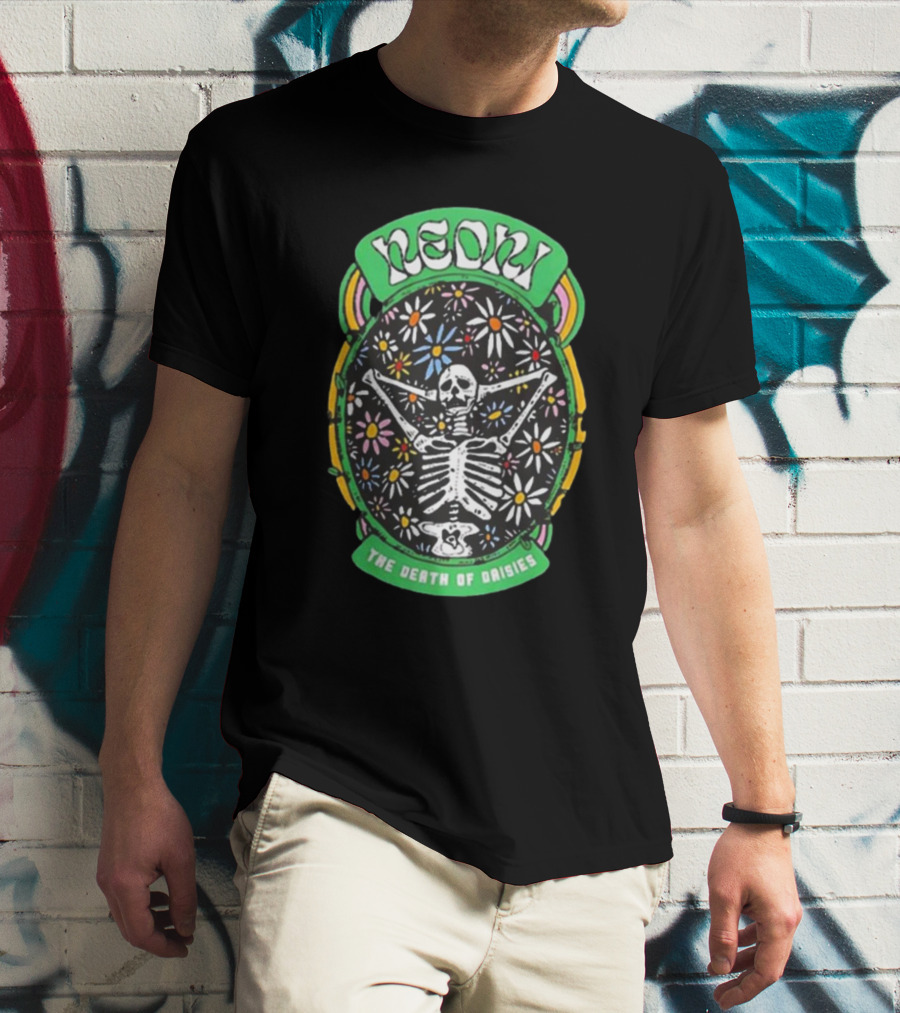 Neon The Death Of Daisies Skeleton Floral T-Shirt