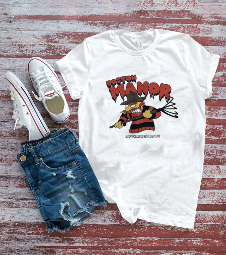 Boston Manor Horror Character A Nightmare On Central Drive T-Shirt