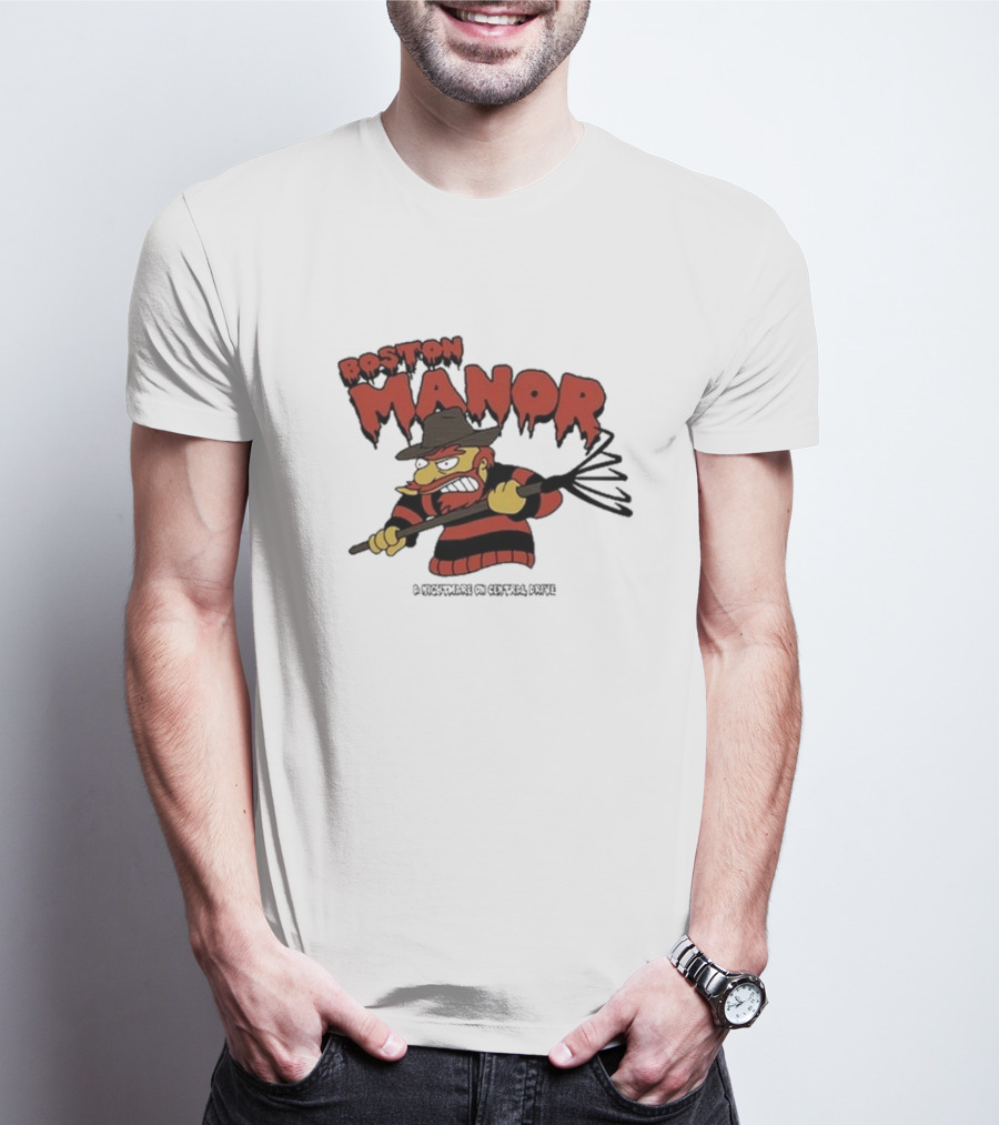 Boston Manor Horror Character A Nightmare On Central Drive T-Shirt