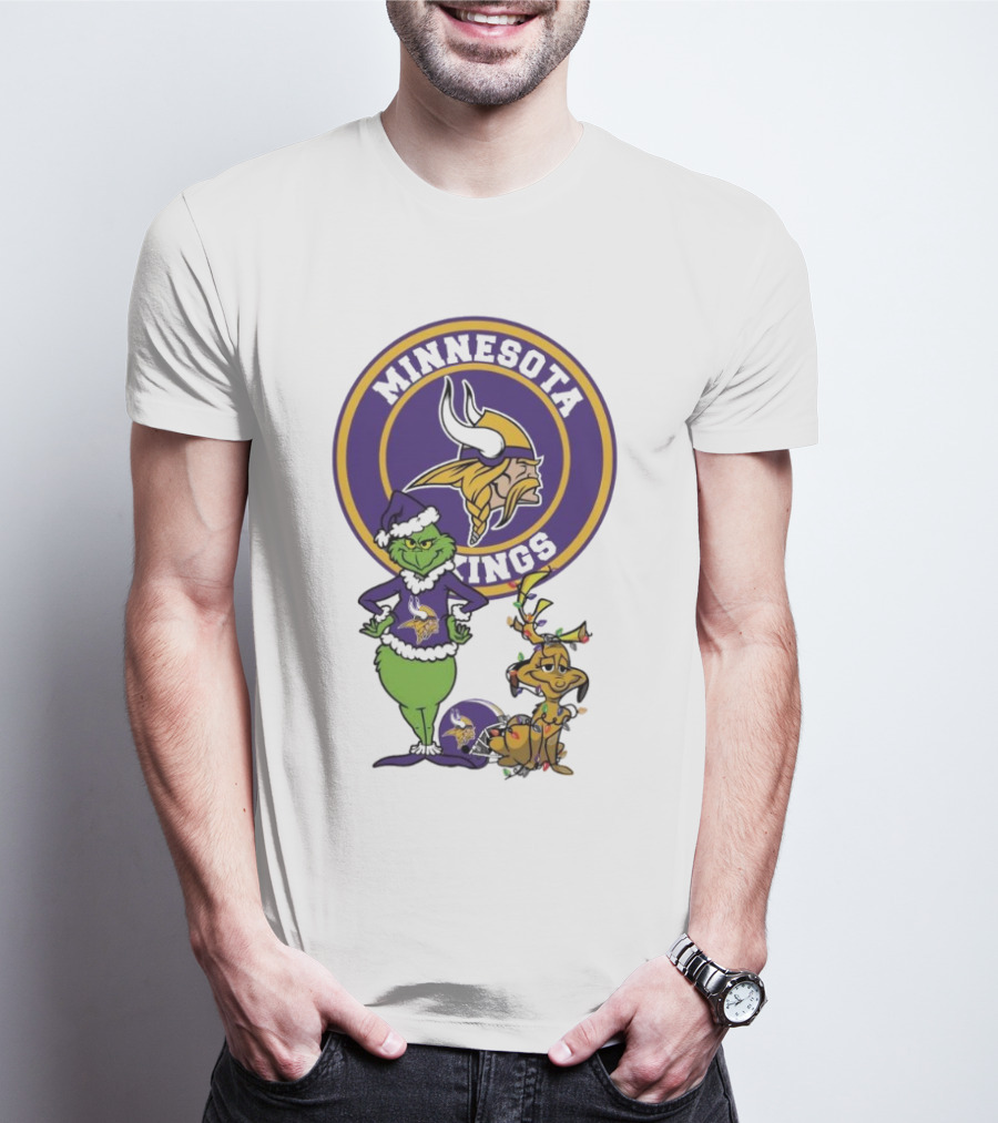 Minnesota Vikings Grinch And Max Merry Christmas T-Shirt