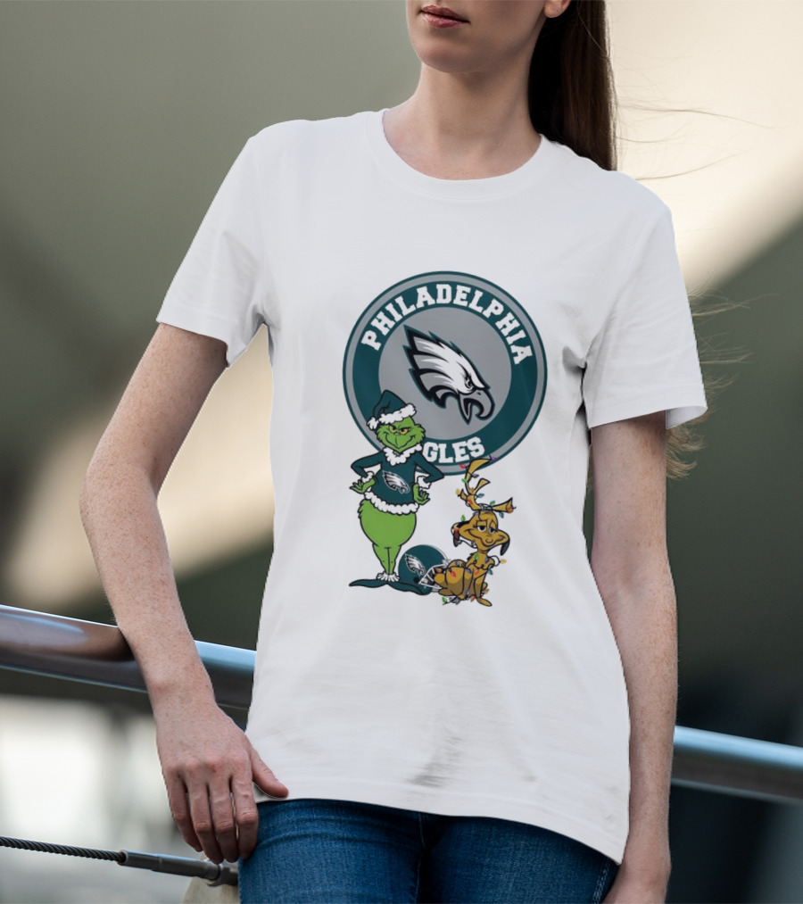 Grinch Max Philadelphia Eagles Merry Christmas T-Shirt