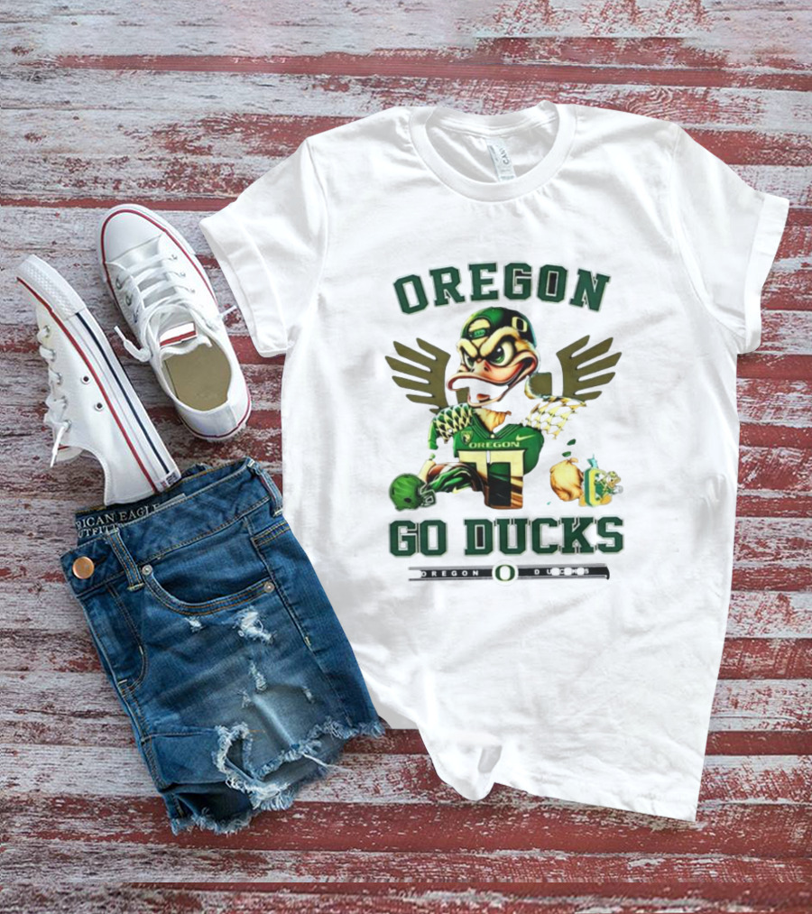 Oregon Ducks Go Ducks Mascot Football Wings Helmet T-Shirt