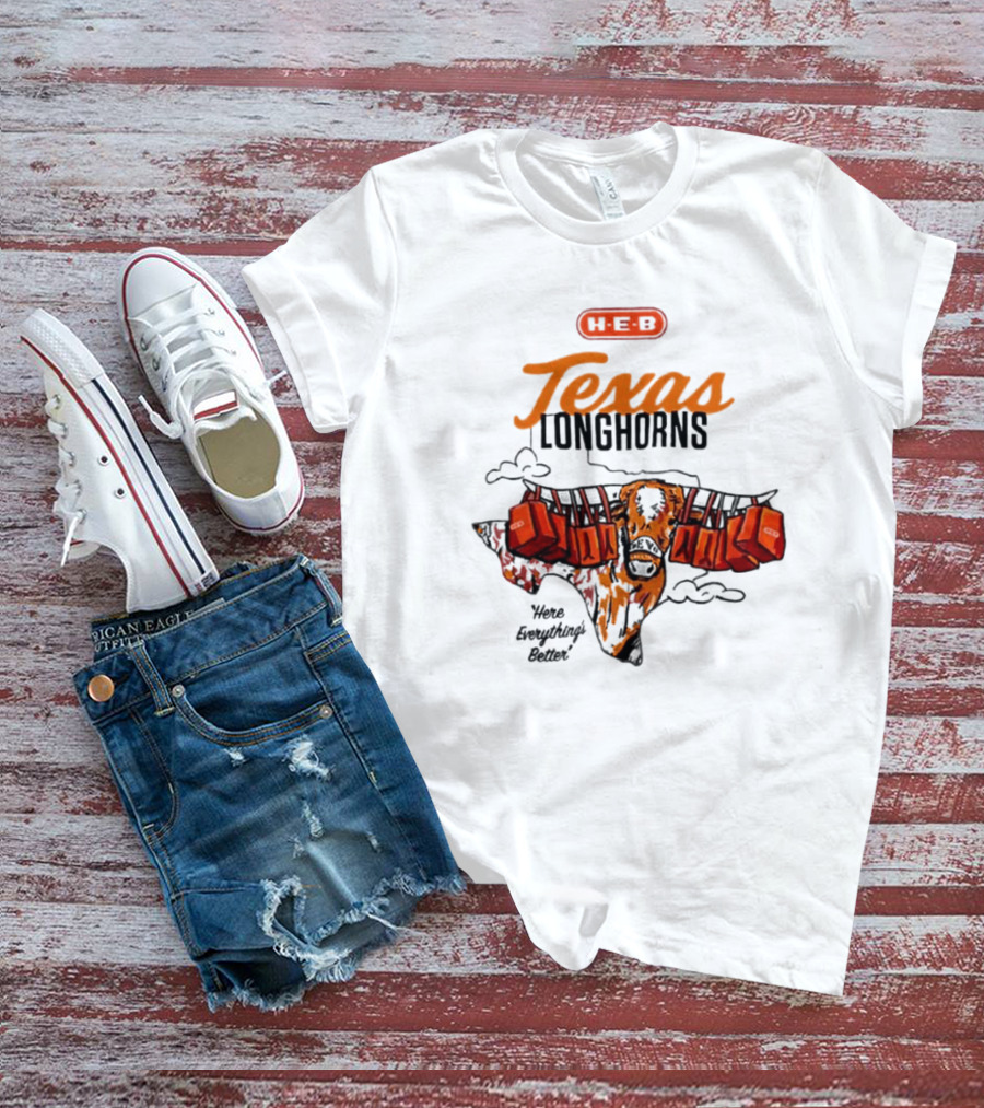 H-E-B Texas Longhorns Here Everything's Better Hook 'em Horns T-Shirt