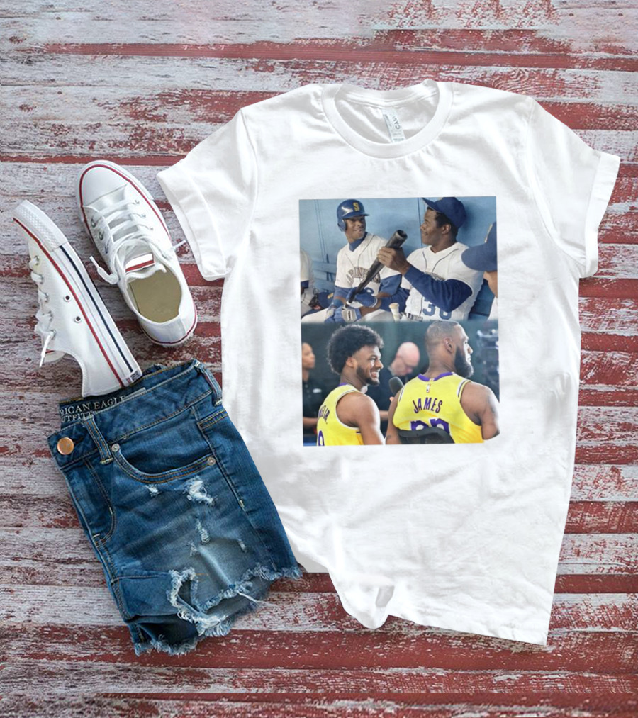 Ken Griffey Jr And Ken Griffey Sr Attend Lakers Game For LeBron And Bronny Historic Moment T-Shirt