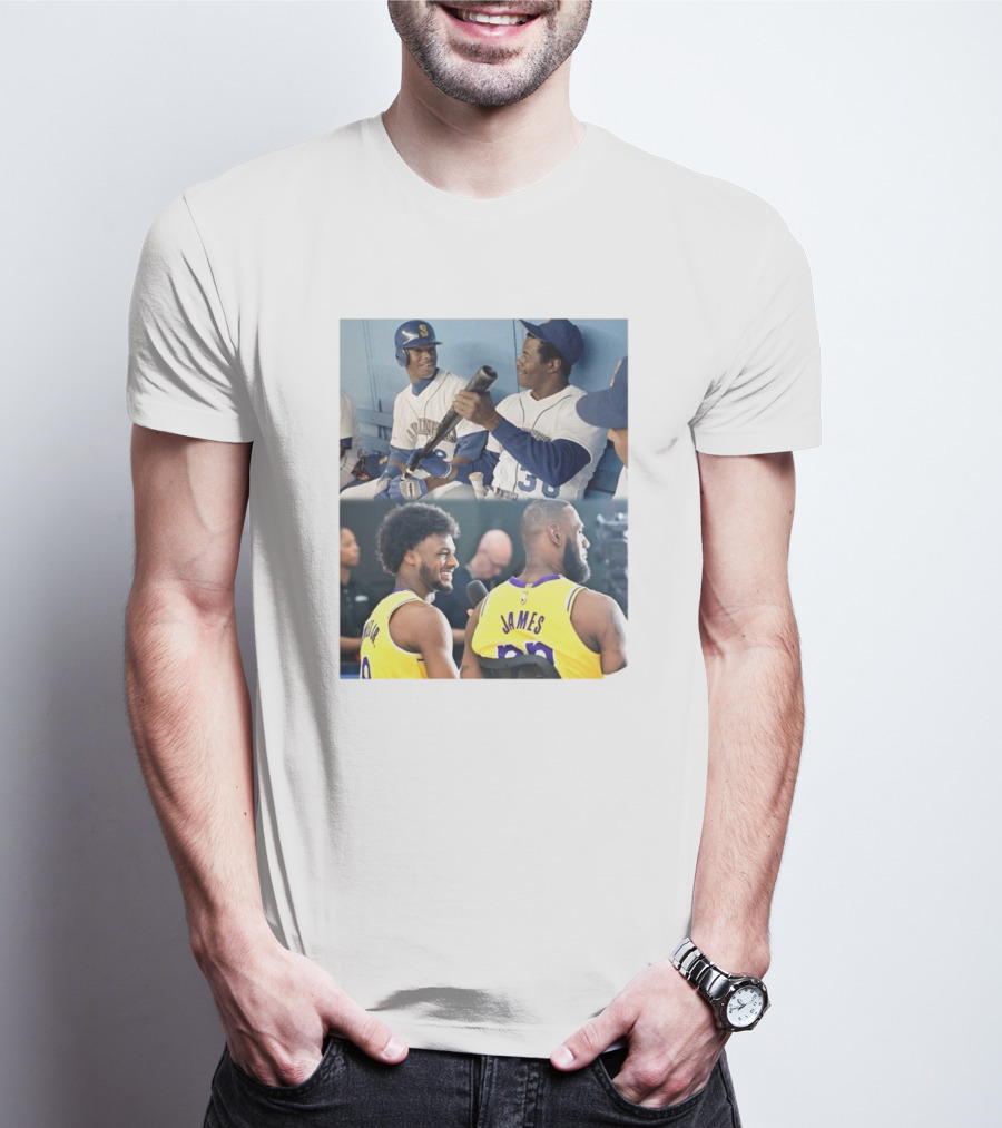 Ken Griffey Jr And Ken Griffey Sr Attend Lakers Game For LeBron And Bronny Historic Moment T-Shirt
