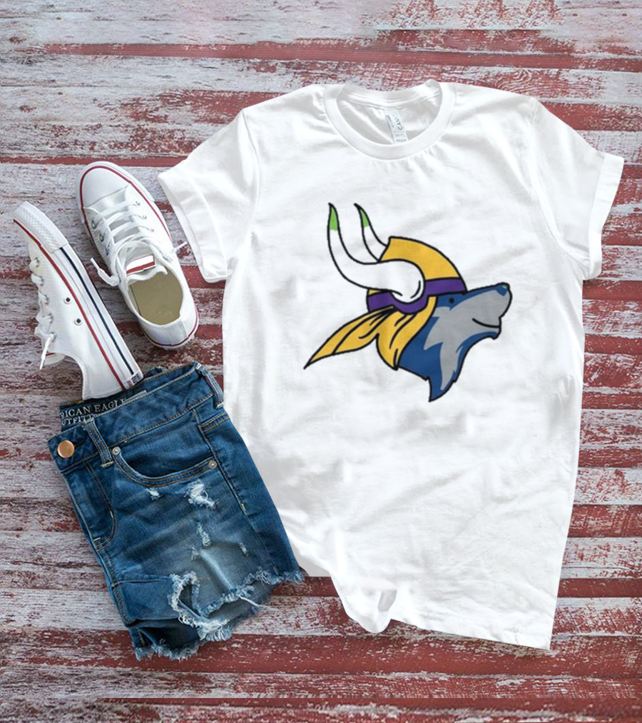 Maplewedgie Corndoggylol Minnesota Timbervikes Vikings Wolf Helmet Nordic Spirit Fusion T-Shirt