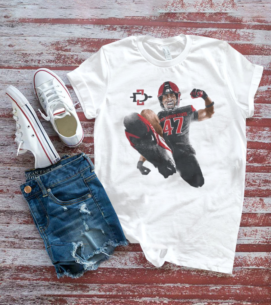 Trey White San Diego State Aztecs 47 Football Jump T-Shirt