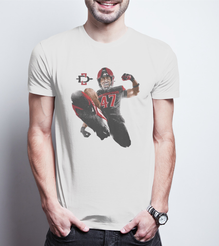 Trey White San Diego State Aztecs 47 Football Jump T-Shirt
