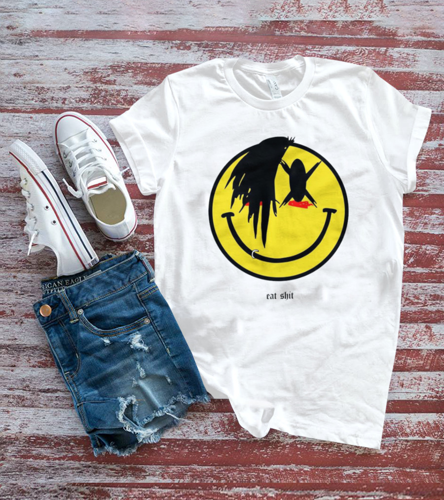 My Chemical Romance Smiley Symbol Eat Shit Face With Hair And Piercing T-Shirt