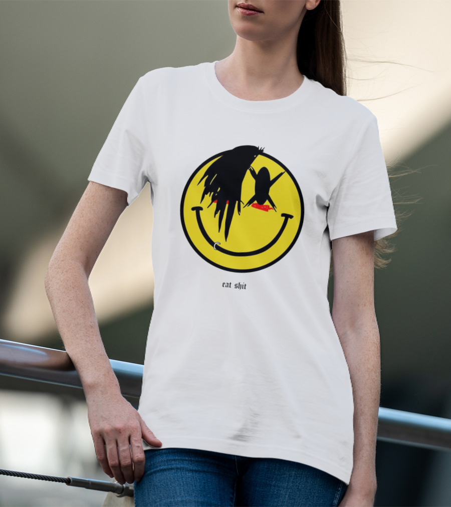 My Chemical Romance Smiley Symbol Eat Shit Face With Hair And Piercing T-Shirt
