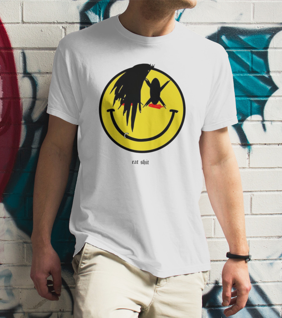 My Chemical Romance Smiley Symbol Eat Shit Face With Hair And Piercing T-Shirt