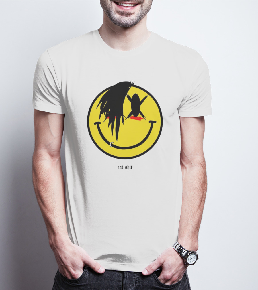 My Chemical Romance Smiley Symbol Eat Shit Face With Hair And Piercing T-Shirt