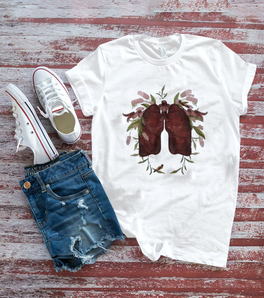 Natural Maroon Lungs Botanical Embellishment T-Shirt