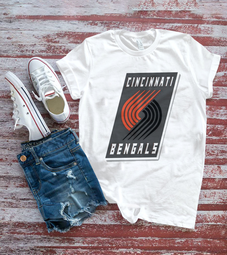Cincinnati Bengals X Portland Trail Blazers Mashup Logo NFL NBA T-Shirt