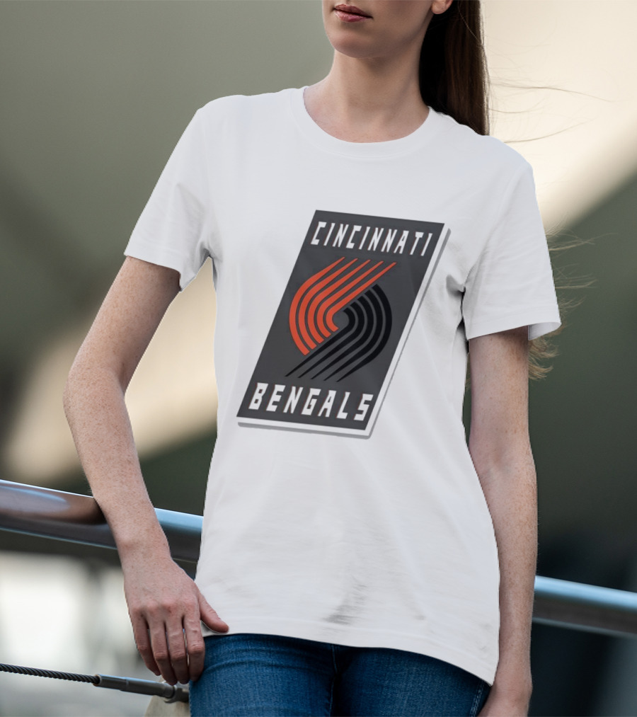 Cincinnati Bengals X Portland Trail Blazers Mashup Logo NFL NBA T-Shirt