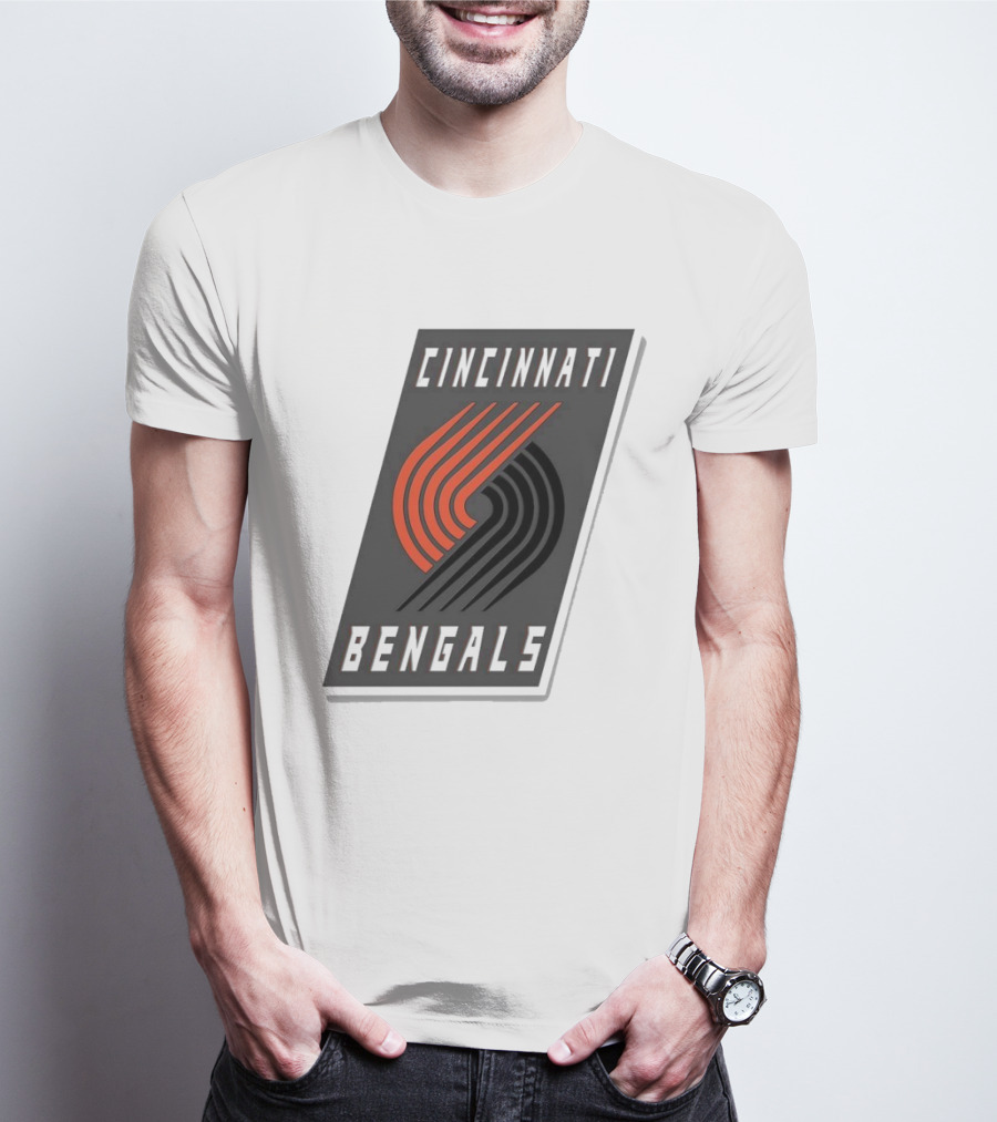 Cincinnati Bengals X Portland Trail Blazers Mashup Logo NFL NBA T-Shirt
