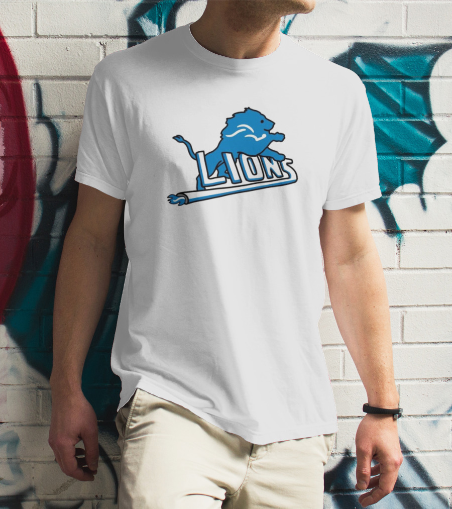 NFL Detroit Lions Blue Logo Mashup With NBA Detroit Pistons Inspired T-Shirt