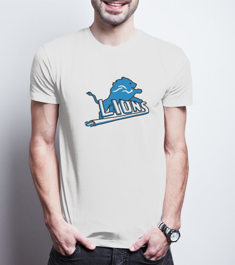 NFL Detroit Lions Blue Logo Mashup With NBA Detroit Pistons Inspired T-Shirt
