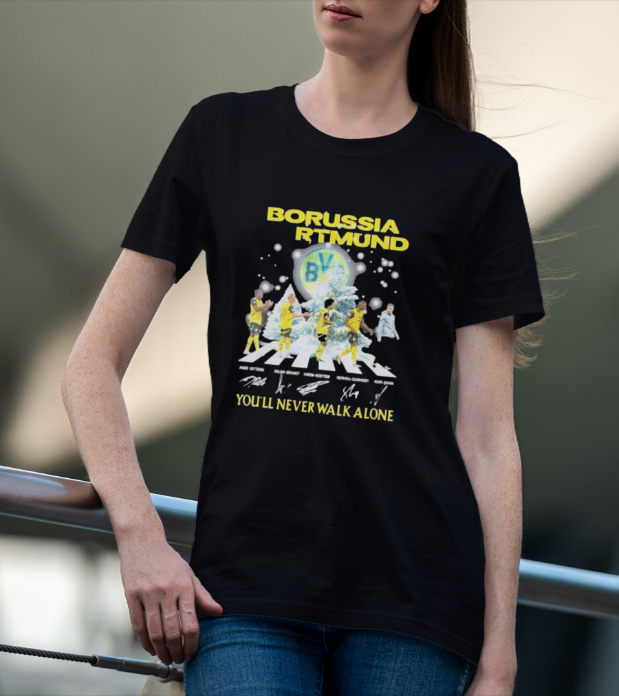 Borussia Dortmund BV Celebrate Christmas Signatures You'll Never Walk Alone T-Shirt