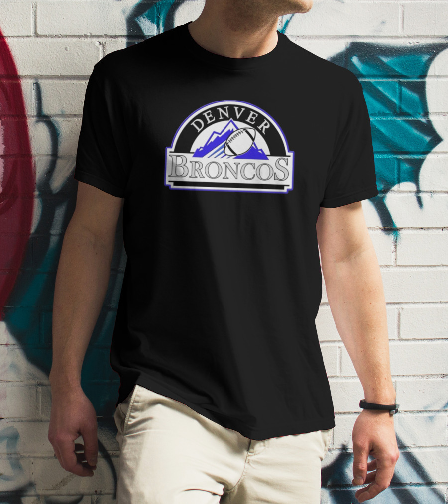 Denver Broncos Colorado Rockies Logo Mashup NFL MLB T-Shirt