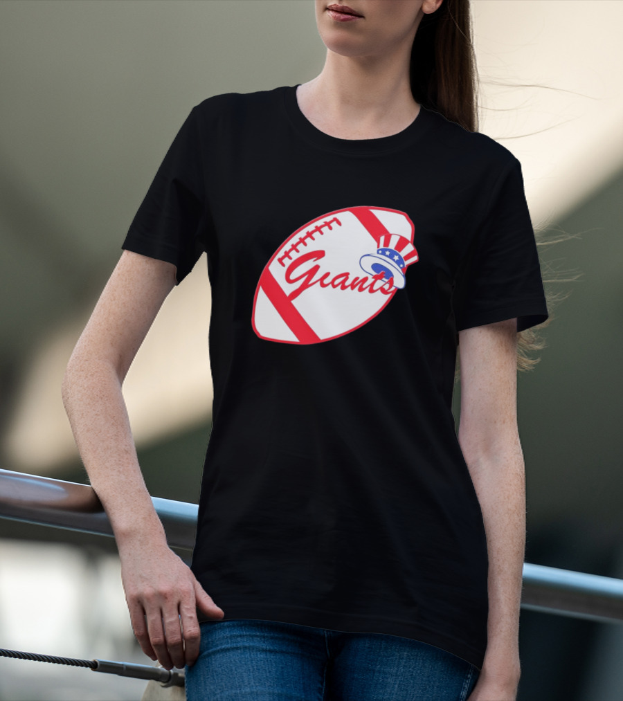 Giants Football Mashup With Yankees Hat NFL X MLB Collaboration T-Shirt