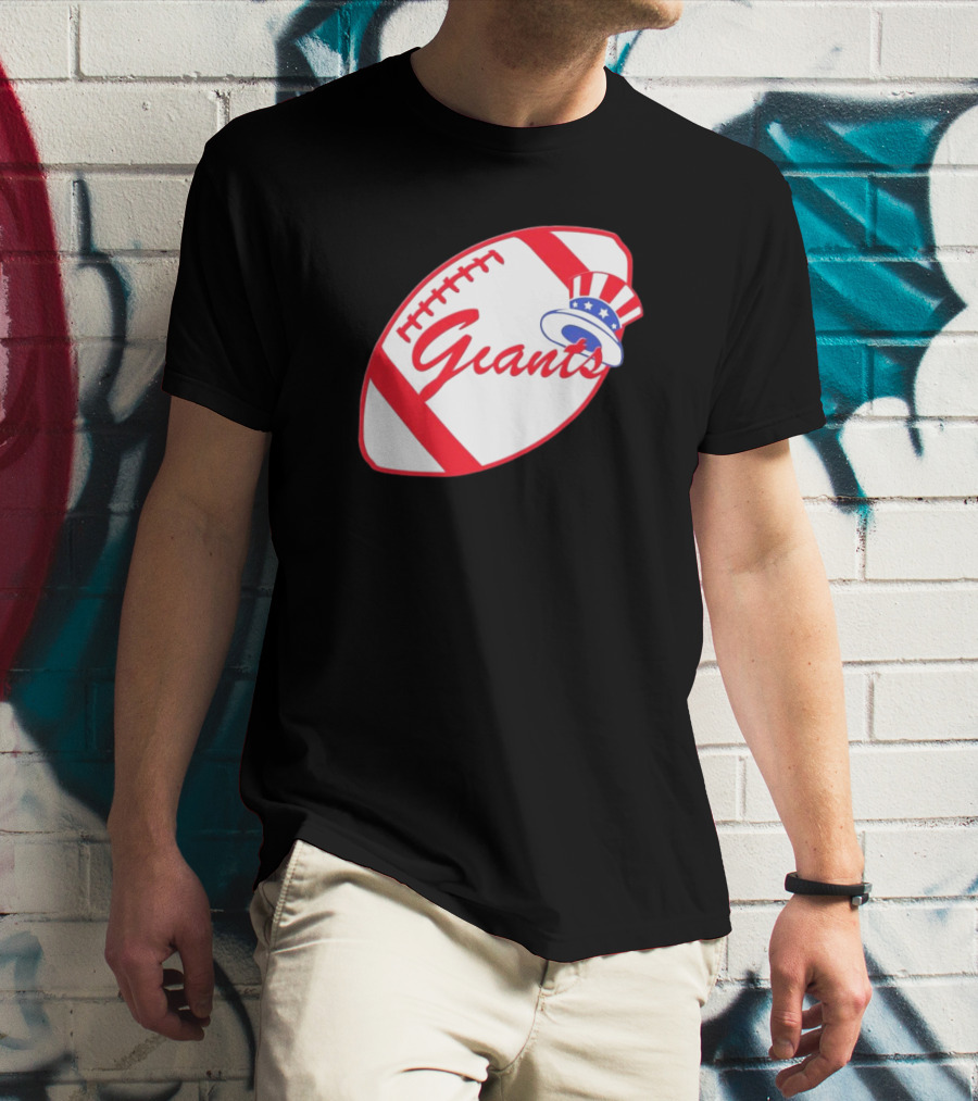 Giants Football Mashup With Yankees Hat NFL X MLB Collaboration T-Shirt