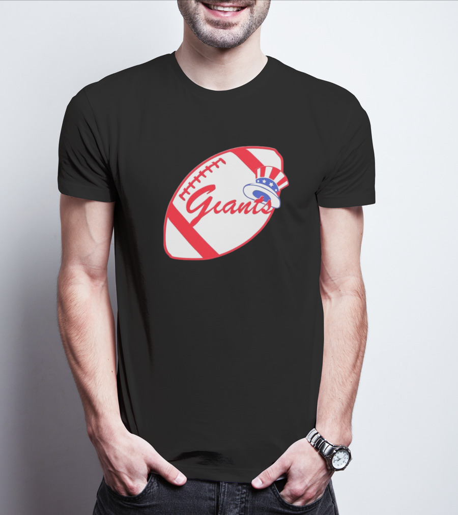 Giants Football Mashup With Yankees Hat NFL X MLB Collaboration T-Shirt
