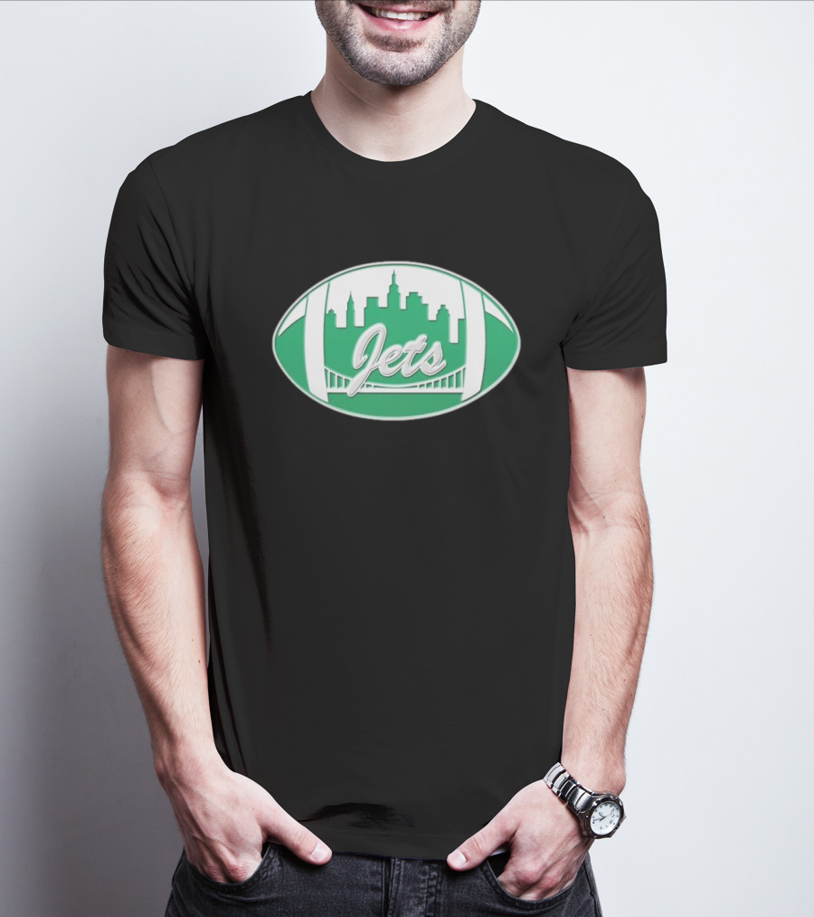 New York Jets Mets Skyline Green Football Bridge Logo NFL MLB Mashup T-Shirt