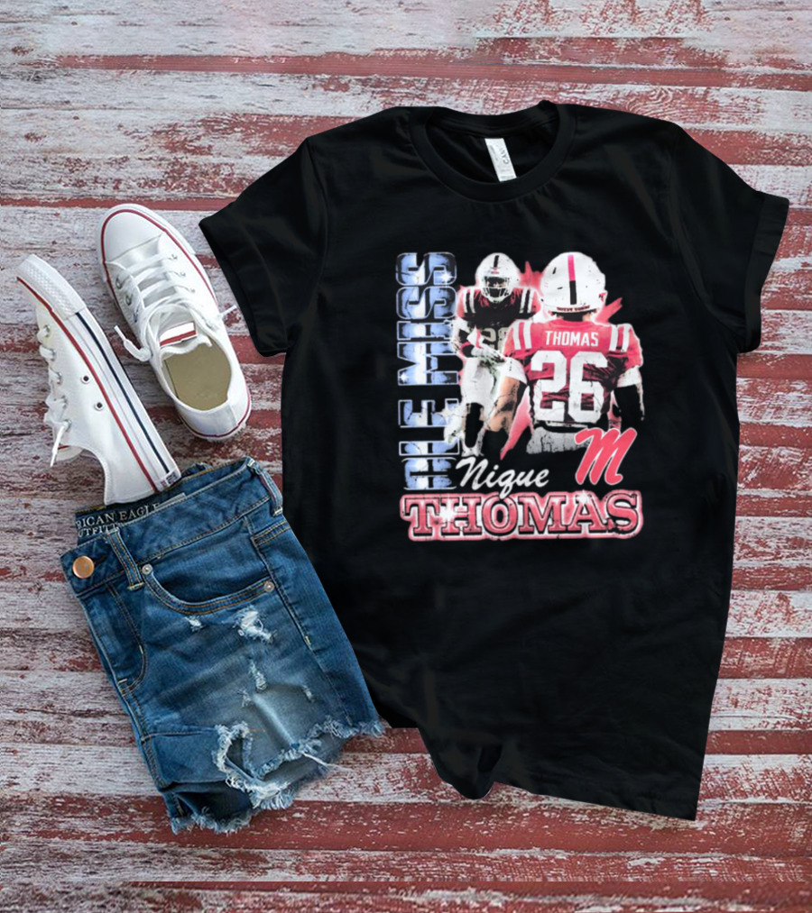 Ole Miss Rebels Domonique Nique Thomas 26 Football 90s T-Shirt