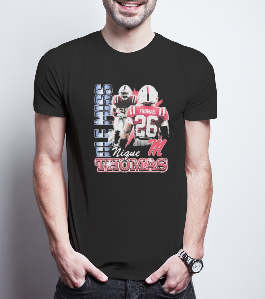 Ole Miss Rebels Domonique Nique Thomas 26 Football 90s T-Shirt