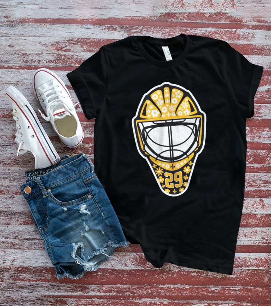 Marc-Andre Fleury 29 Pittsburgh Penguins NHL Goalie Mask Floral T-Shirt