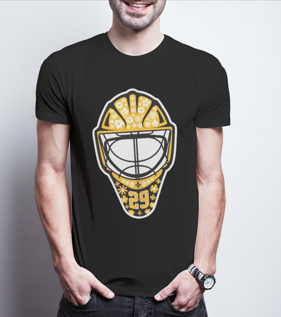 Marc-Andre Fleury 29 Pittsburgh Penguins NHL Goalie Mask Floral T-Shirt