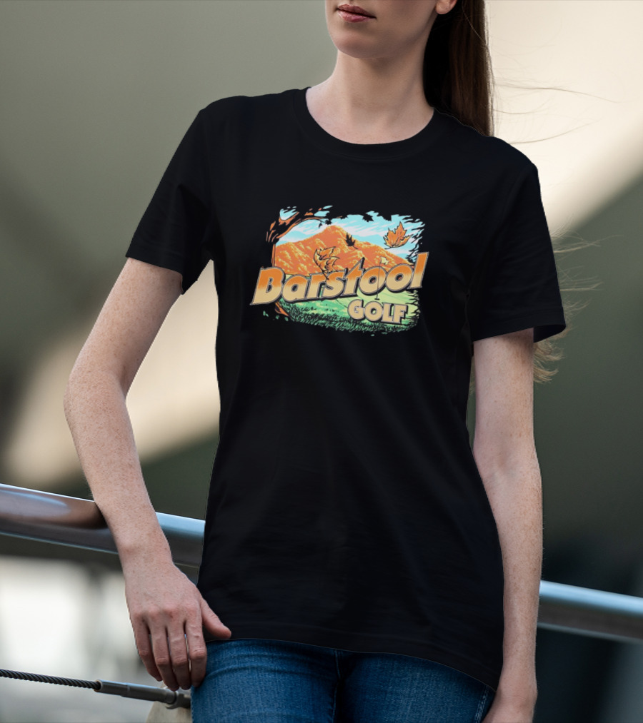 Golf Fall Mountain Scene With Leaves T-Shirt