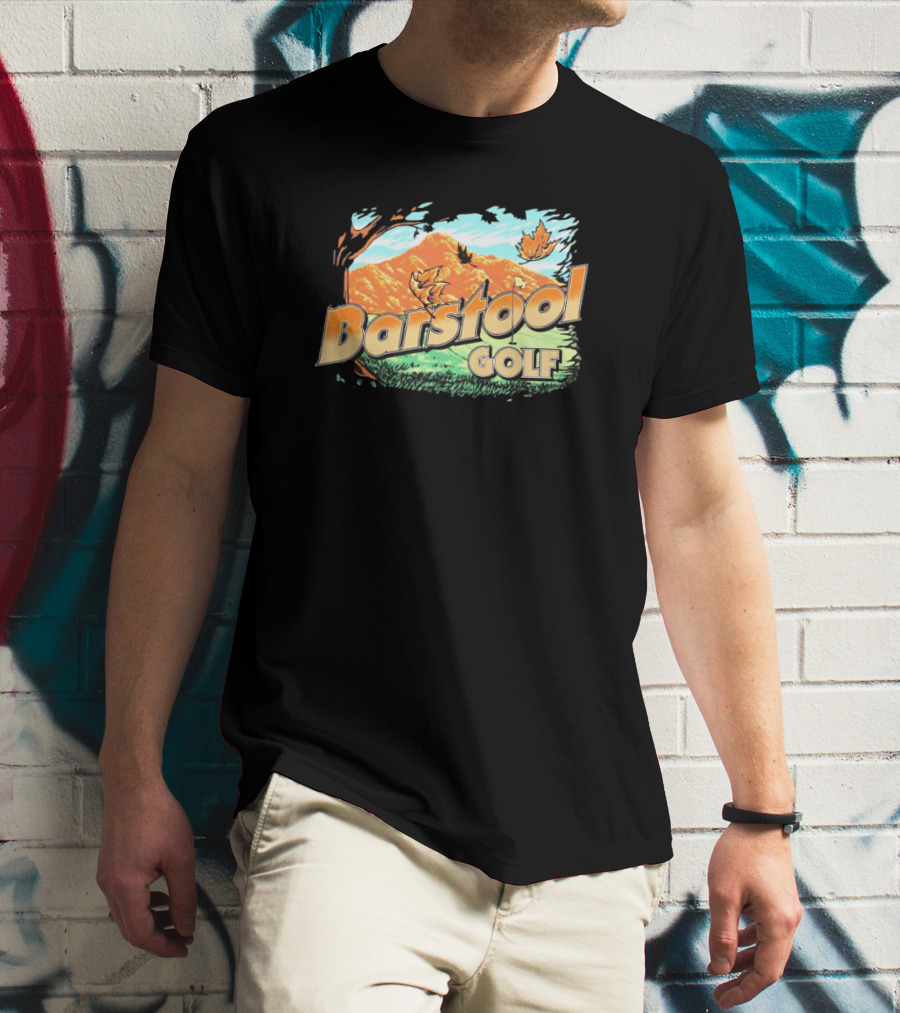 Golf Fall Mountain Scene With Leaves T-Shirt