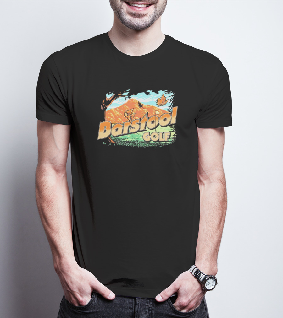 Golf Fall Mountain Scene With Leaves T-Shirt
