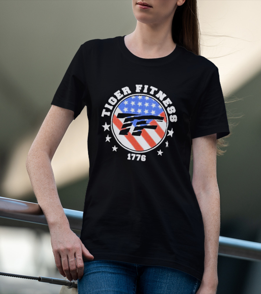 Independence Day 1776 America Flag Tiger Fitness T-Shirt