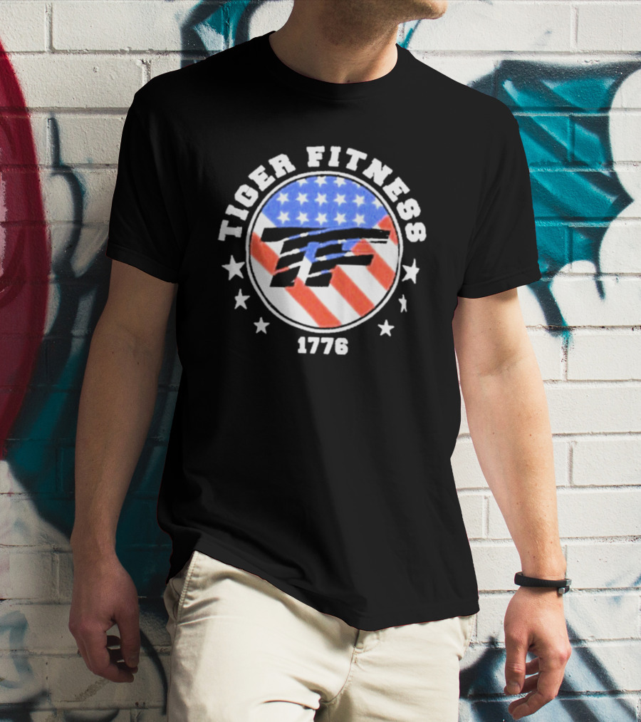 Independence Day 1776 America Flag Tiger Fitness T-Shirt
